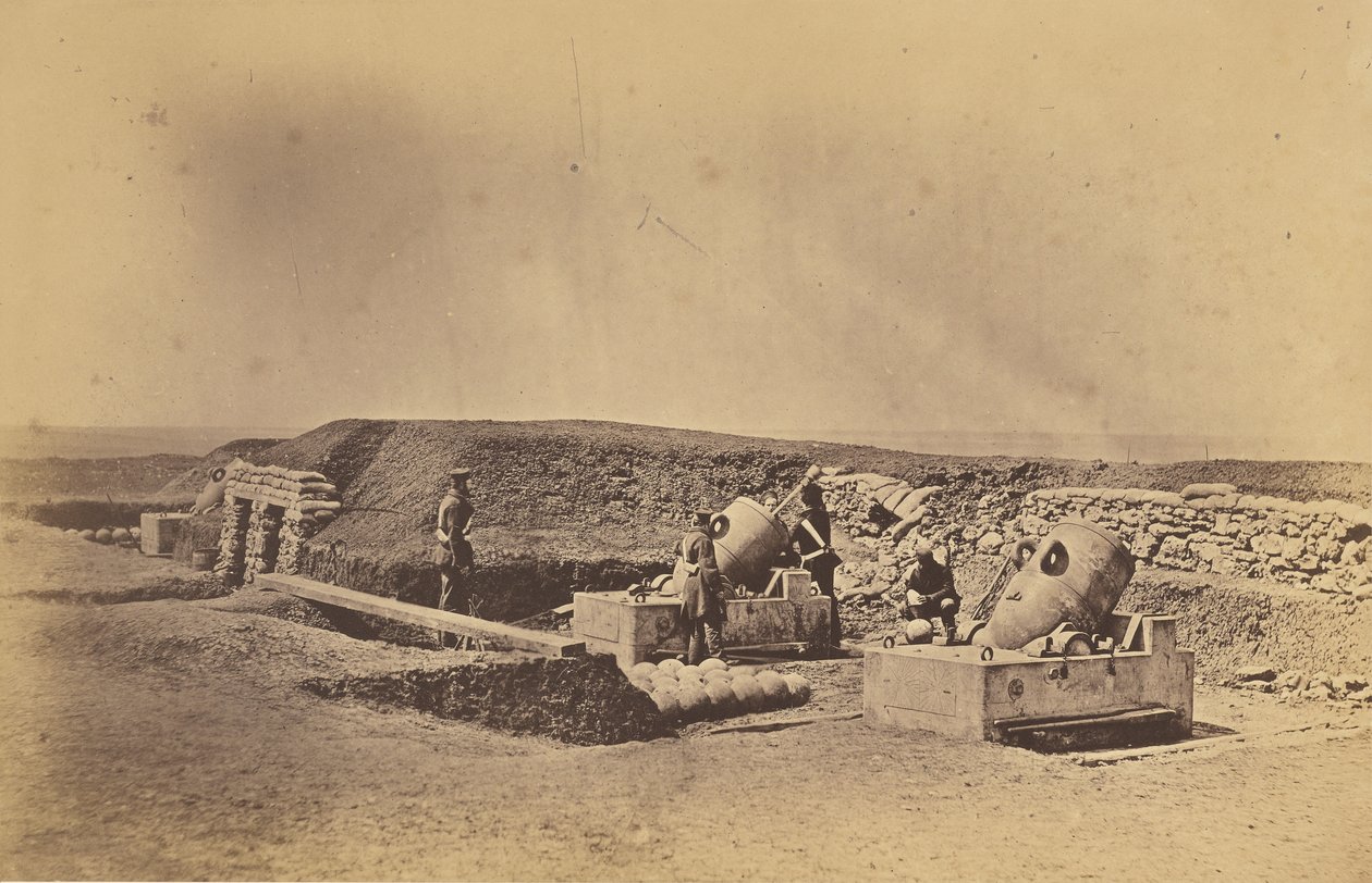 Mörsarbatterier framför Picquet House, lätta divisionen av Roger Fenton