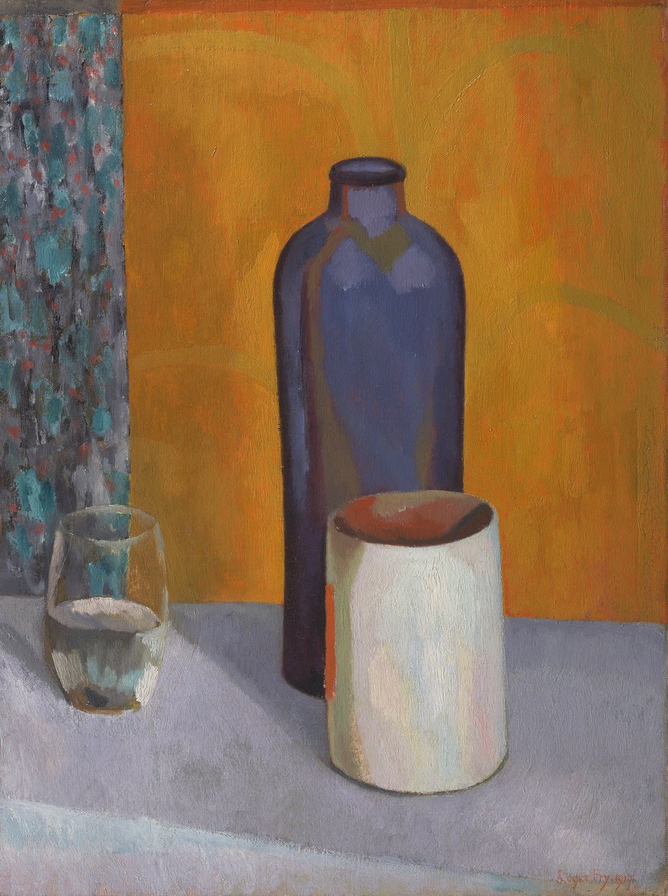 Stilleben med blå flaska av Roger Fry
