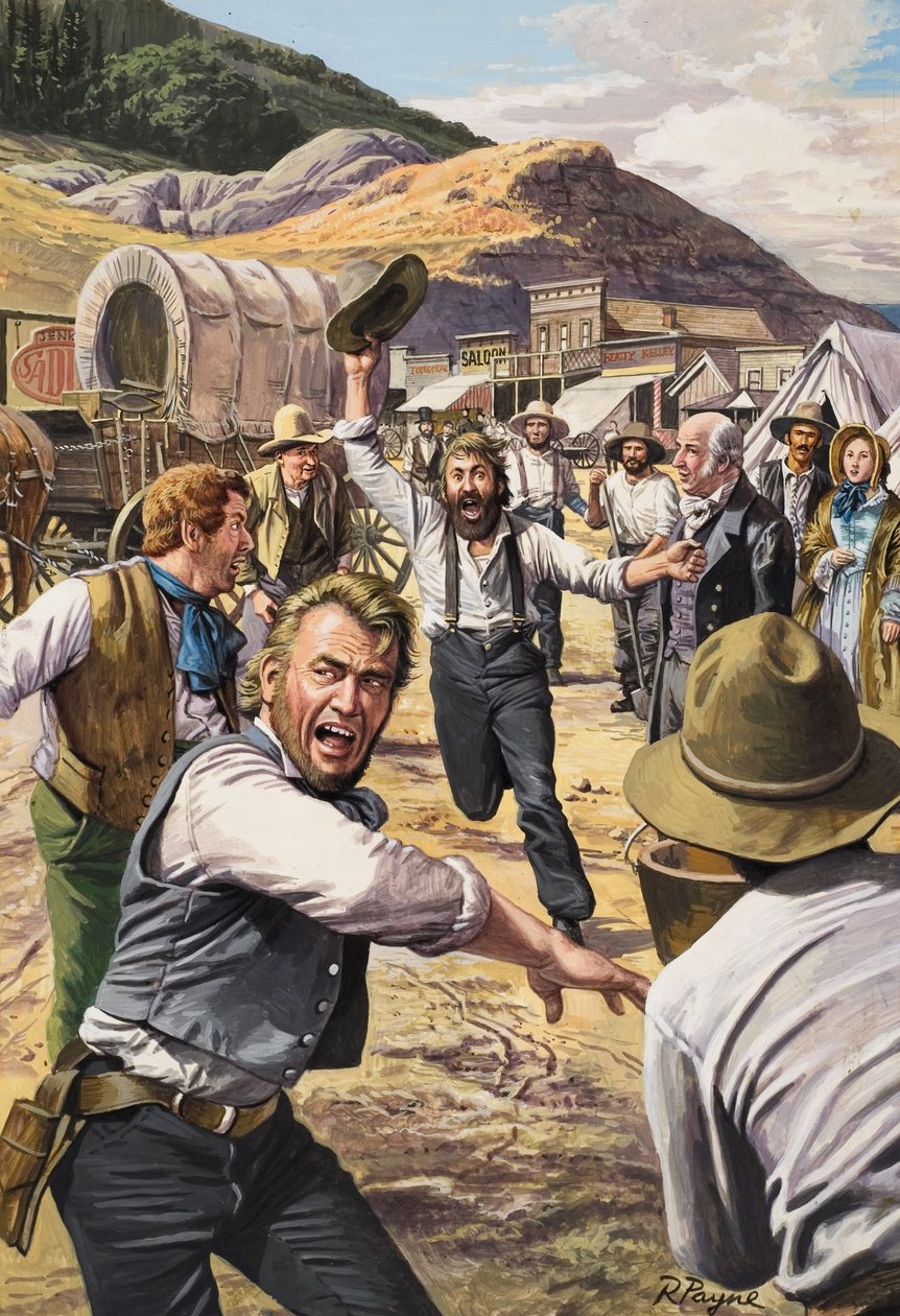 California Gold Rush (gouache på papper) av Roger Payne