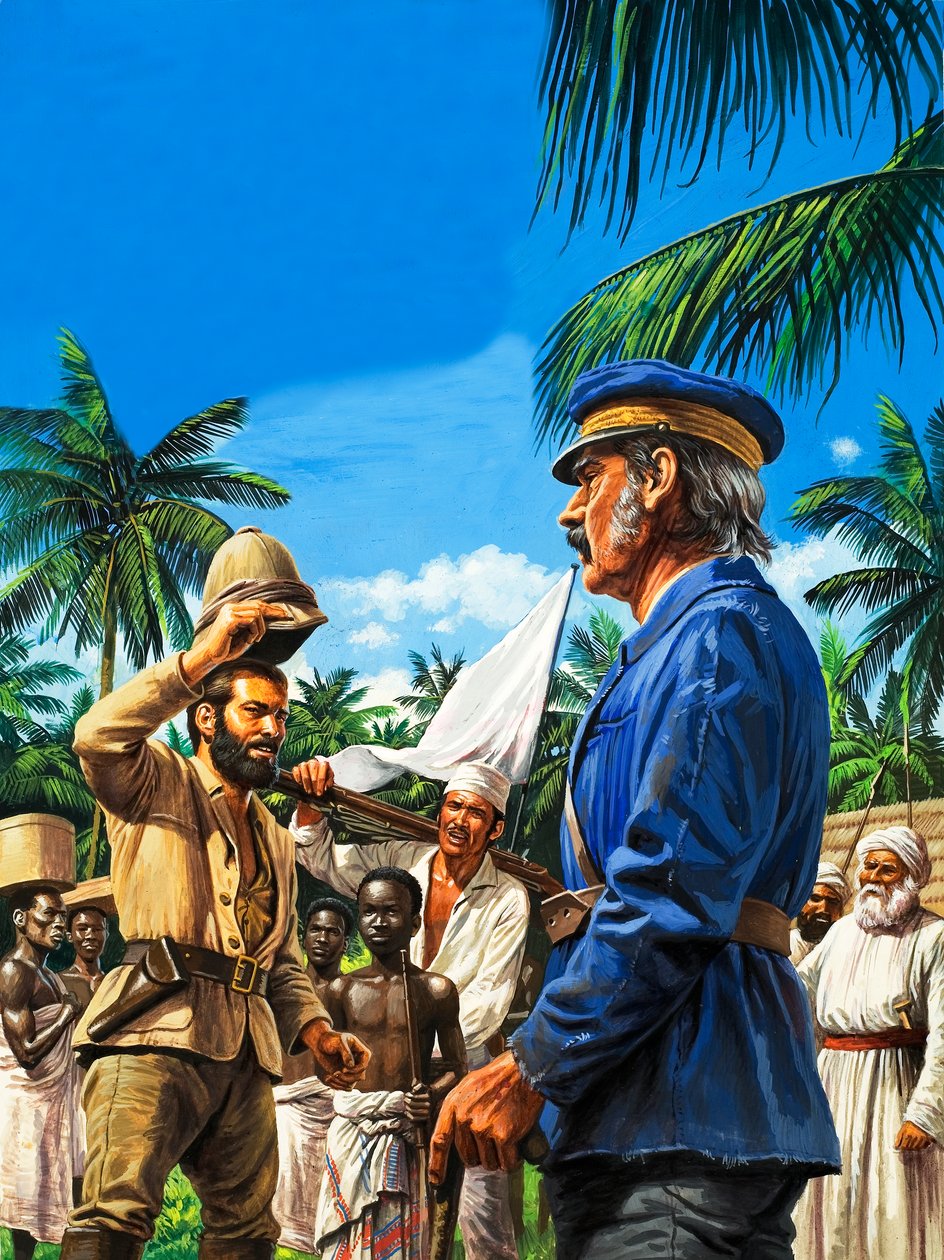 Henry Stanley hälsar på David Livingstone av Roger Payne