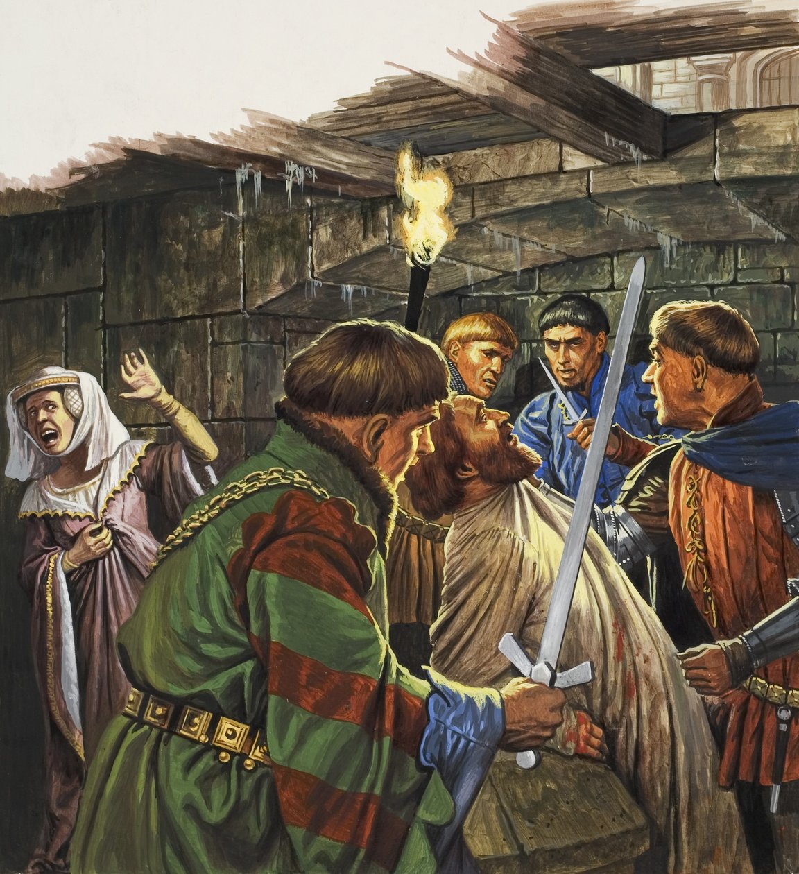 Jakten på Jakob I av Skottland (1394-1437) (gouache på papper) av Roger Payne