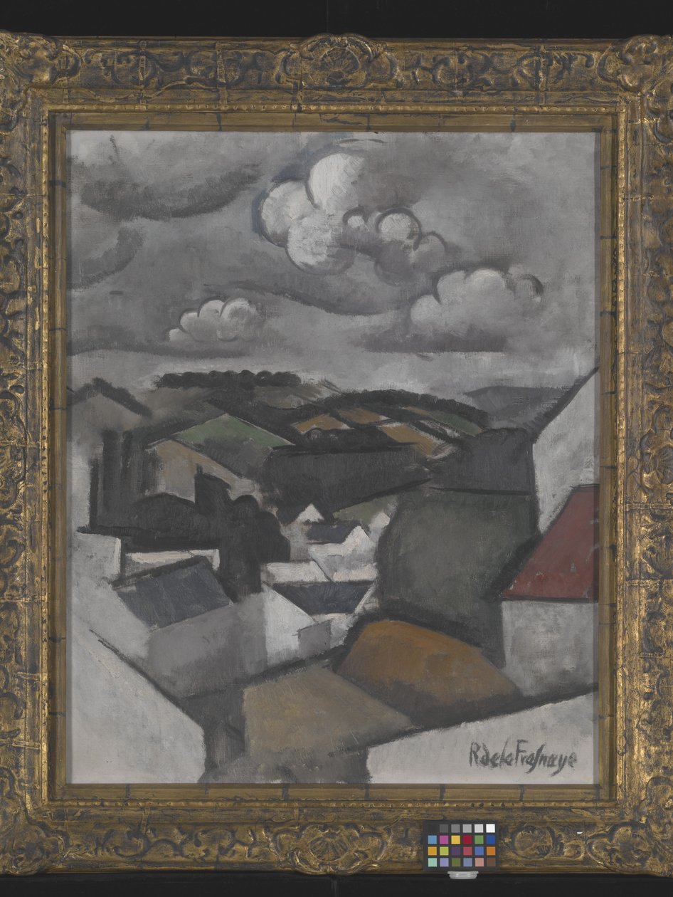 Landskap med en by, The Hills Beyond Meulan (olja på duk) av Roger de La Fresnaye