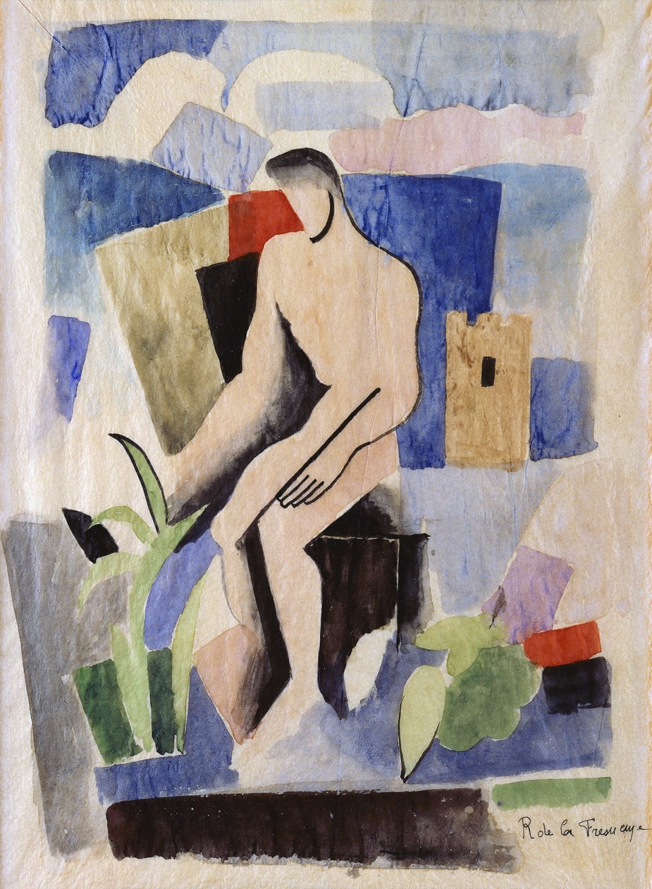 Man in the Country, studie för malaria; Man in a Landscape, Study for Paludes, c.1920 av Roger de La Fresnaye