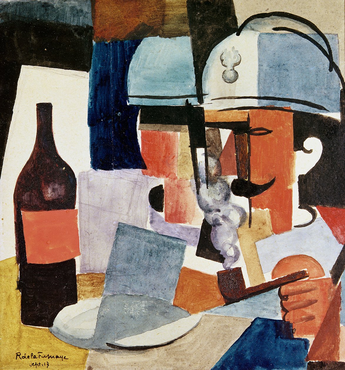 Soldat med rör och flaska av Roger de La Fresnaye