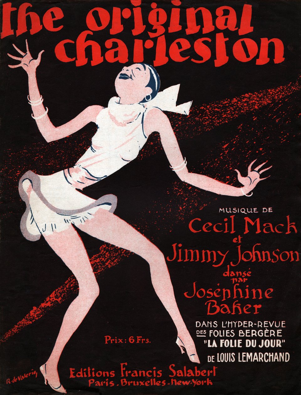 Josephine Baker i tidningen "La Folie du Jour". 1927 (illustration) av Roger de Valerio