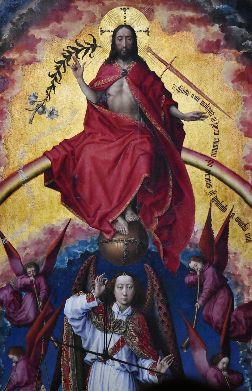 Het Laatste Oordeel - Hôtel-Dieu Beaune - detail van het centrale paneel av Rogier van der Weyden