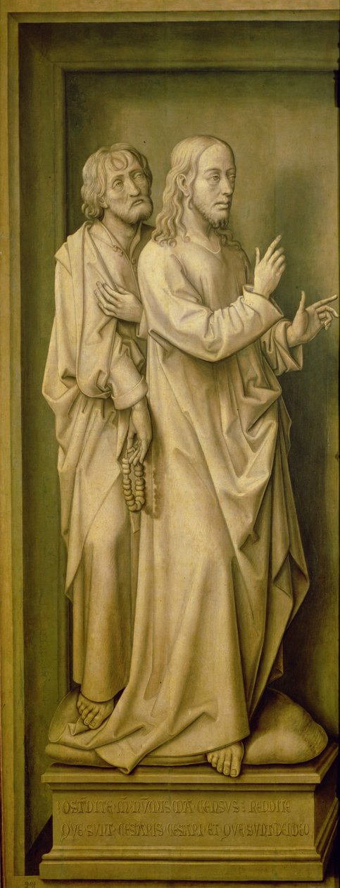 Kristus och en lärjunge, från befrielsetriptyken, 1455-59 av Rogier van der Weyden