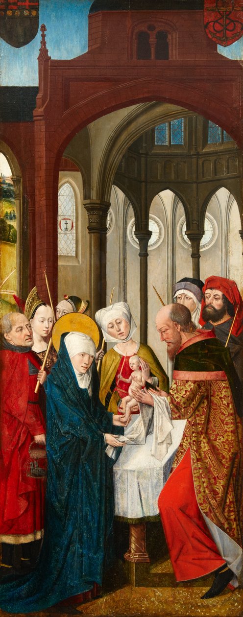 Presentation av Kristus vid templet, vänster panel av Weston Triptych, c.1480 av Rogier van der Weyden