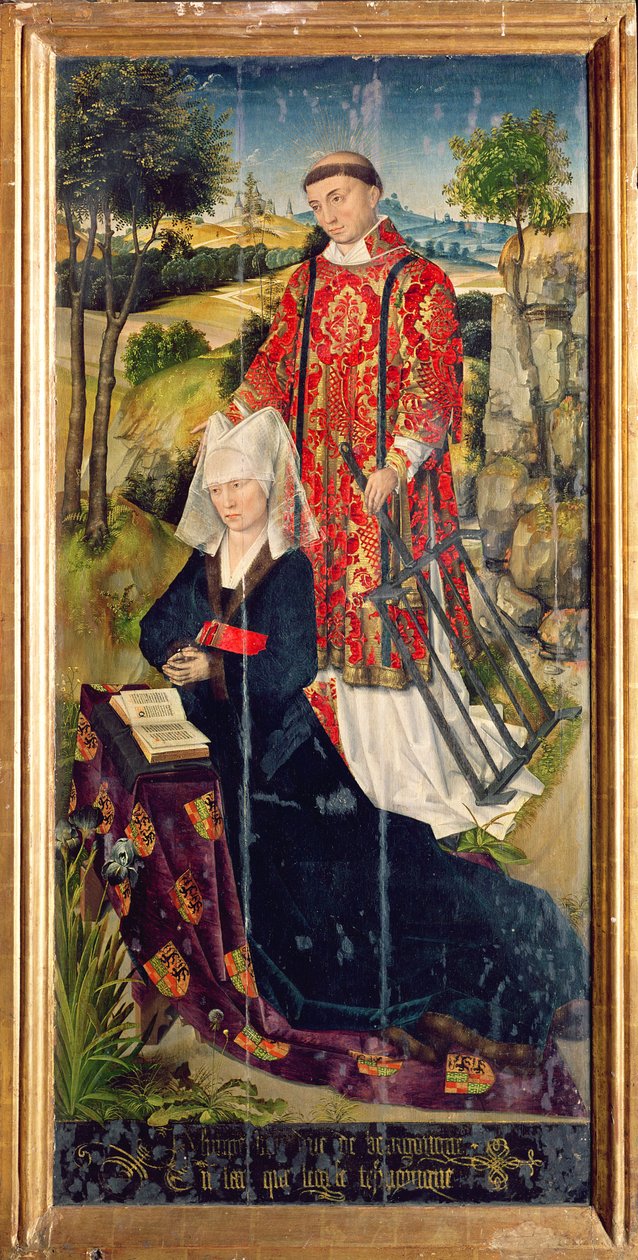 Höger panel, från huvudaltarpolyptyken, föreställande Laure de Jaucourt, 1460-66 av Rogier van der Weyden