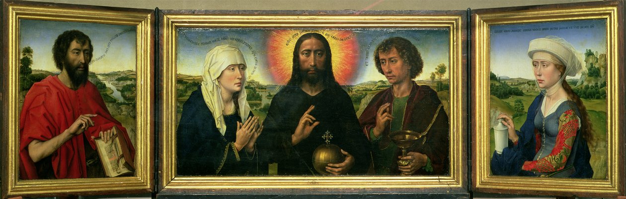 Familjen Braque Triptyk: (LtoR) St. Johannes Döparen, Kristus Återlösaren mellan Jungfrun och St. Johannes evangelisten, St. Maria Magdalena (för detaljer se 15987) av Rogier van der Weyden