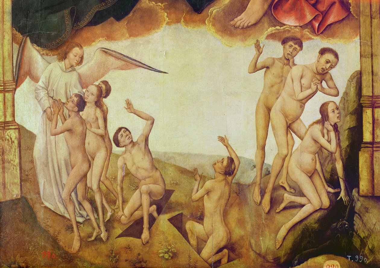 Förlossningens triptyk, högra panelen: den sista domen, detalj: de utvalda och de fördömda, 1455-59 (olja på trä) av Rogier van der Weyden