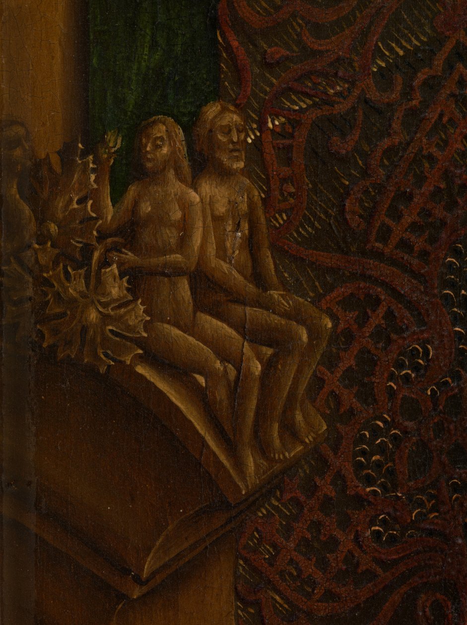 Detalj av Saint Luke som ritar Jungfruns porträtt (olja på panel) av Rogier van der (after) Weyden