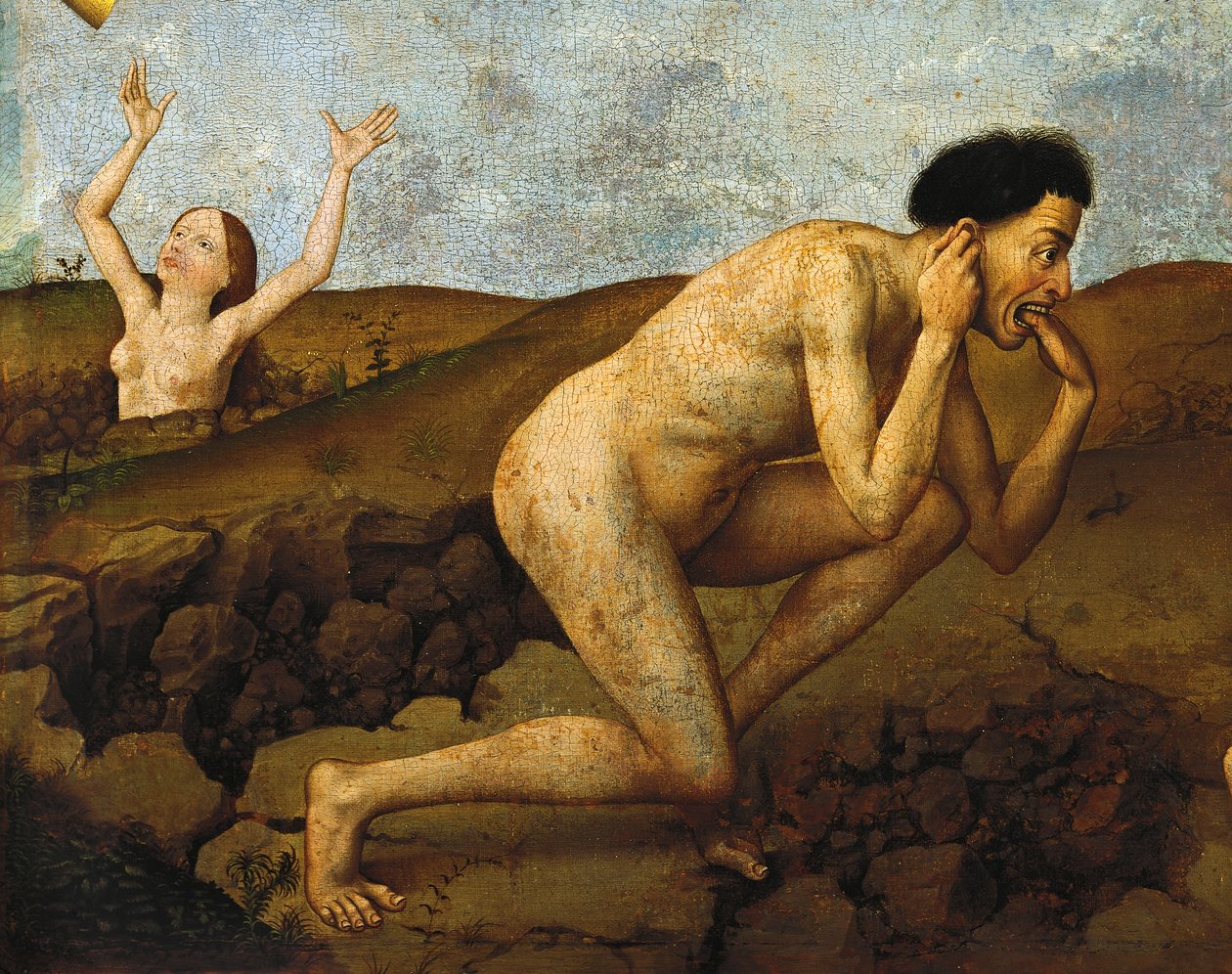 Förbannad på väg till helvetet, detalj av Last Judgment altartavla av Rogier van der Weyden