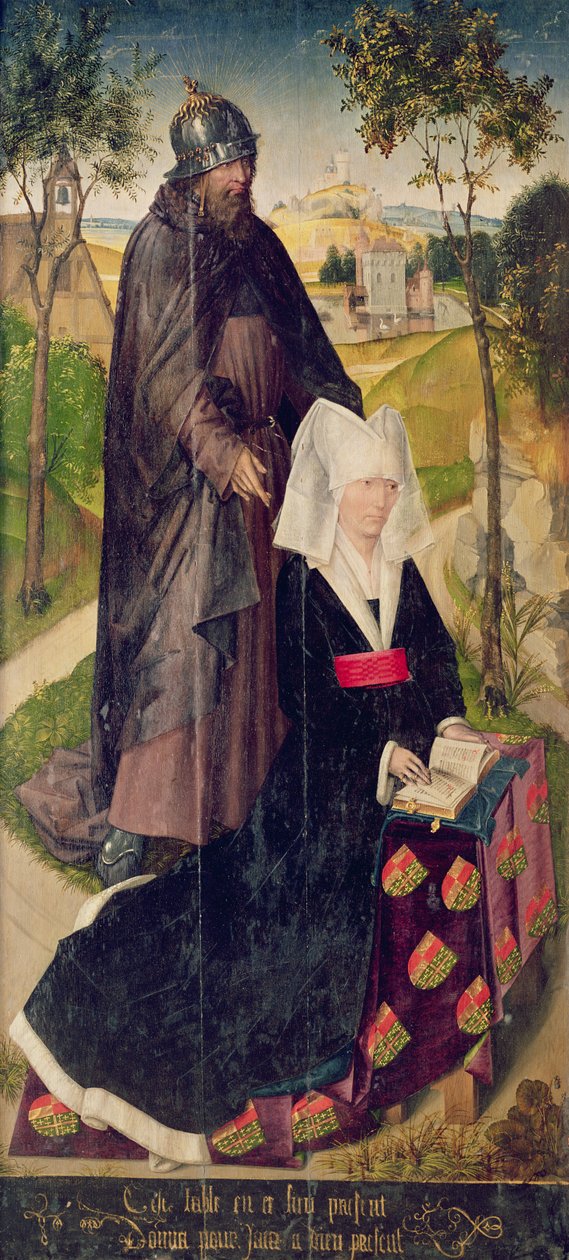 Guillemette de Montagu med Saint Guillaume, 1460-66 (målad panel) av Rogier van der Weyden
