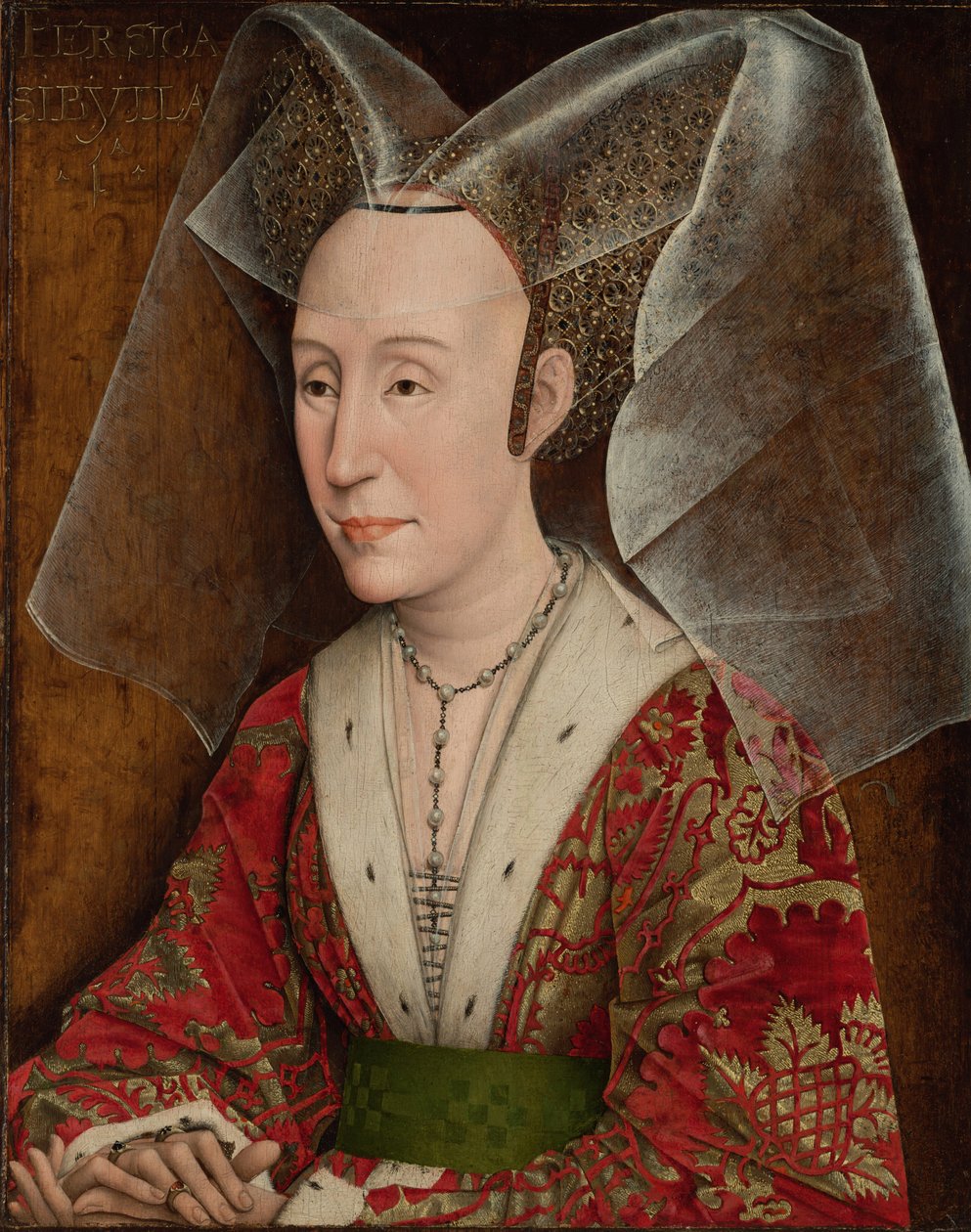 Porträtt av Isabella av Portugal, hustru till Filip III hertig av Bourgogne 1397-1471, ca 1450-1475 av Rogier van der Weyden