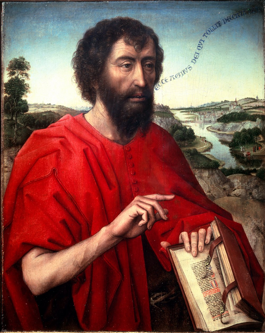 Sankt Johannes Döparen. Detalj (Vänster panel på triptyken Braque), ca 1450 (Olja på trä) av Rogier van der Weyden