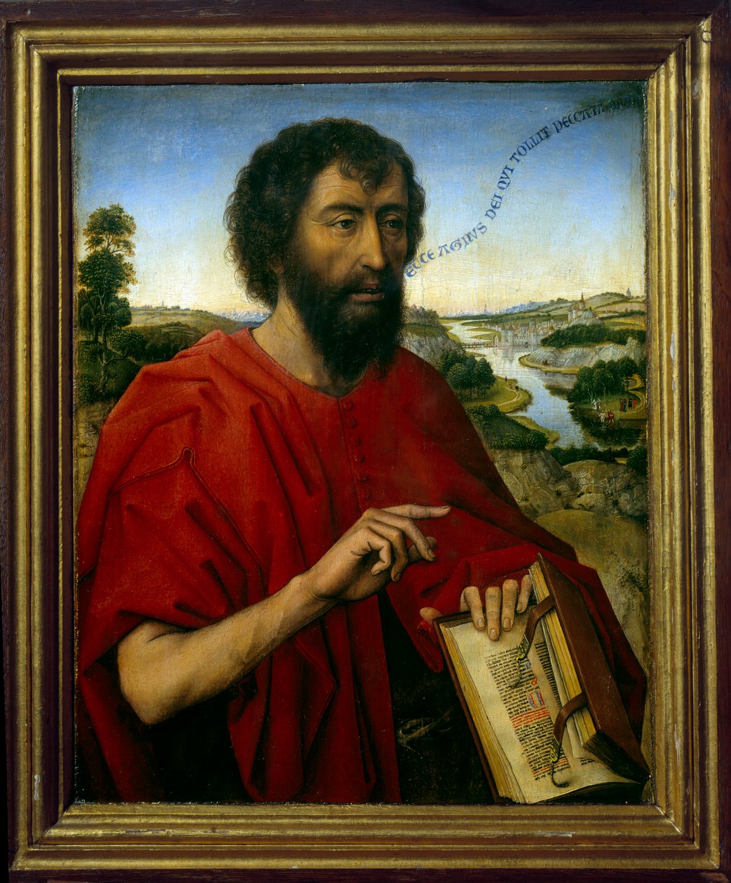 Sankt Johannes Döparen. Detalj. Vänster panel av Braque-familjens triptyk. Målning av Roger (Rogier) Van Der Weyden (1400 - 1464) Ec. Flam. av Rogier van der Weyden