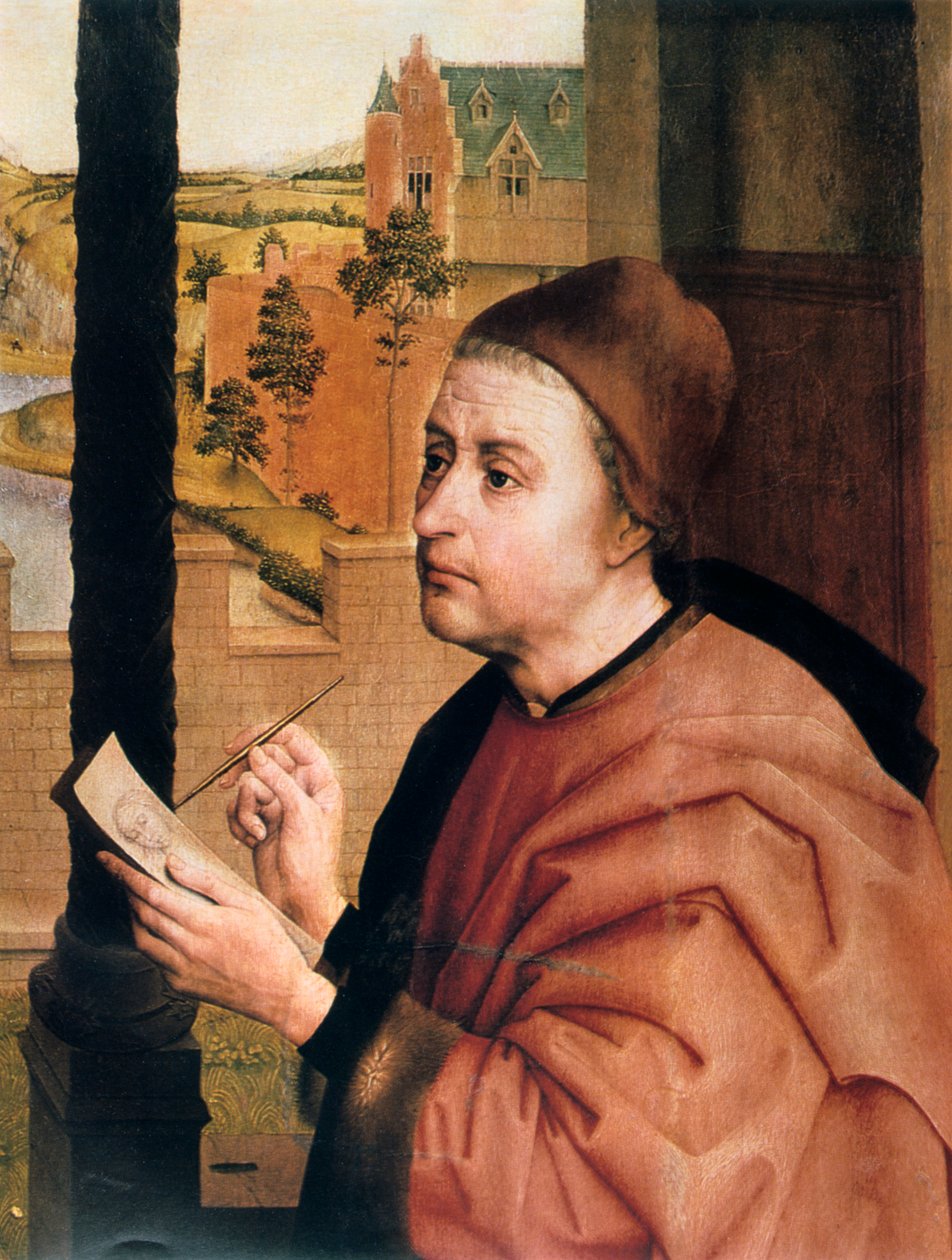 St Luke Drawing the Virgin, detalj, 1400-talet. av Rogier van der Weyden