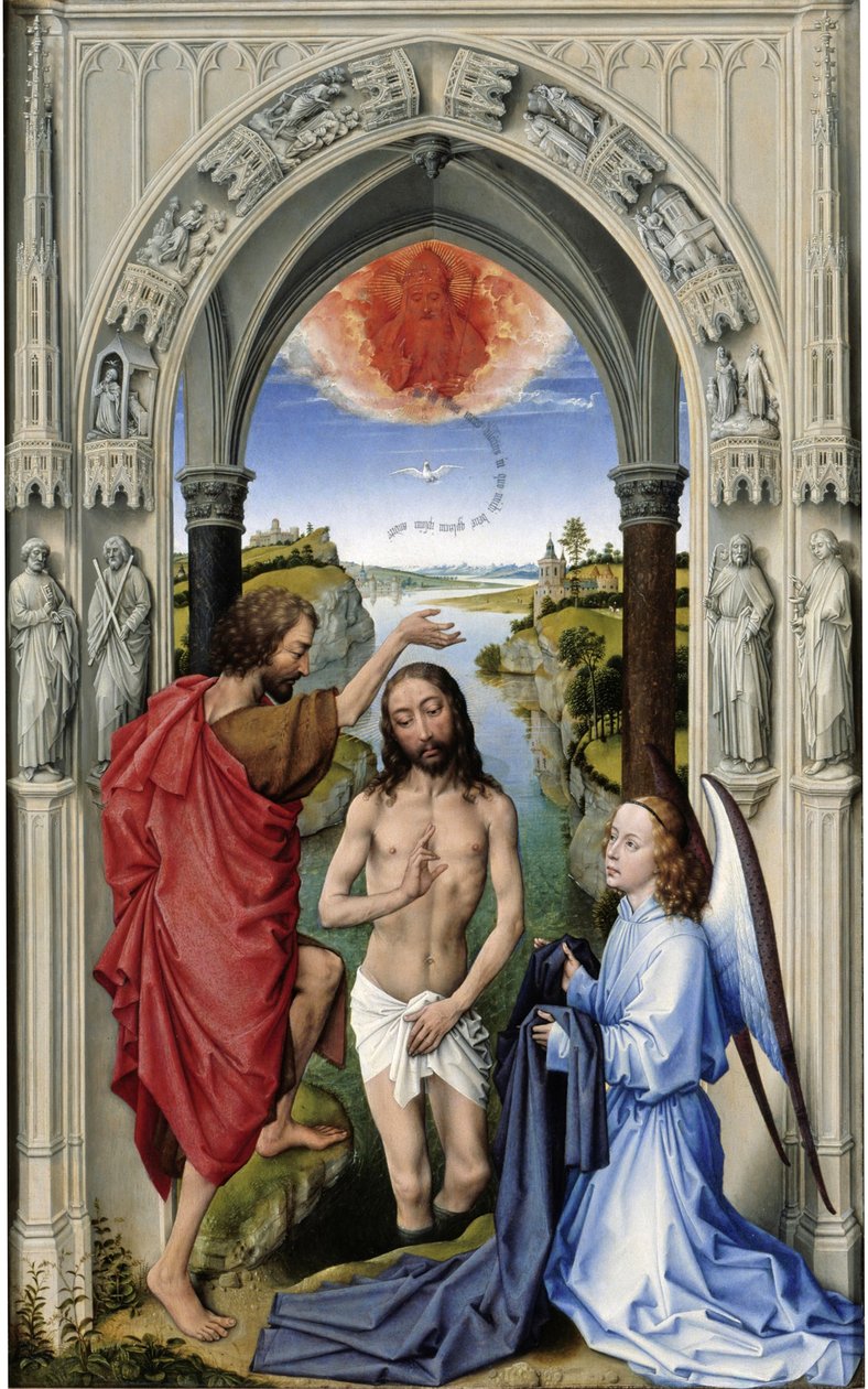 The Baptism of Christ Johannes altare, mittpanel, ca 1455 av Rogier van der Weyden