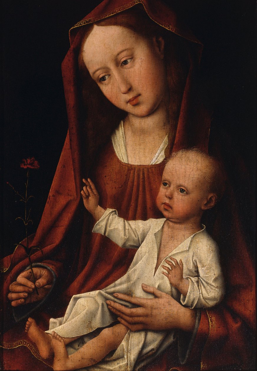 Jungfrun med nejlikan (olja på panel) av Rogier van der Weyden