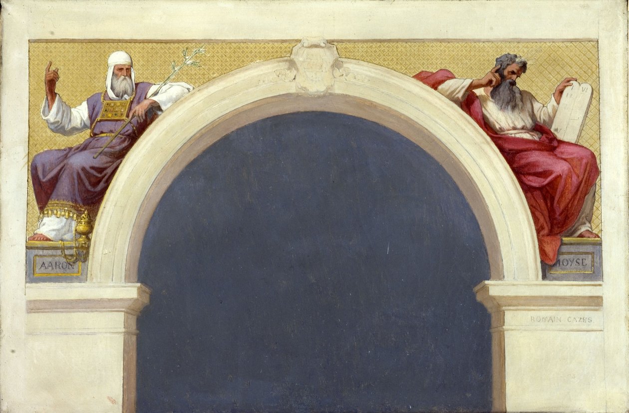 Skiss till kyrkan Saint-François-Xavier: Moses och Aaron, mellan 1874 och 1876 (olja på duk) av Romain Cazes