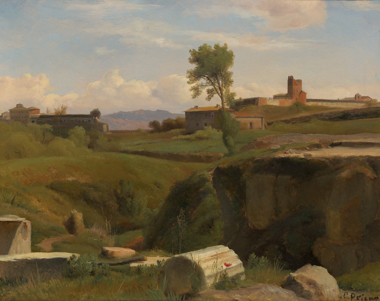 Utsikt över Aventine Hill, Rom. av Romain Etienne Gabriel Prieur