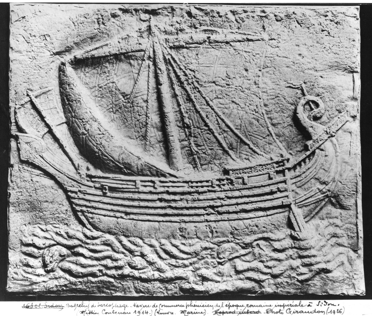 Ett feniciskt handelsskepp vid Sidon, detalj från en sarkofag av Roman