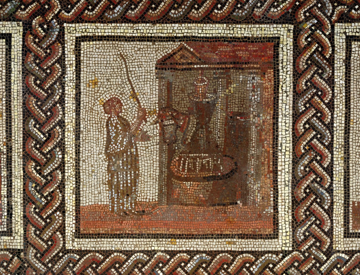 En kvarnsten som vänds av en åsna, från Saint-Romain-en-Gal (mosaik) av Roman