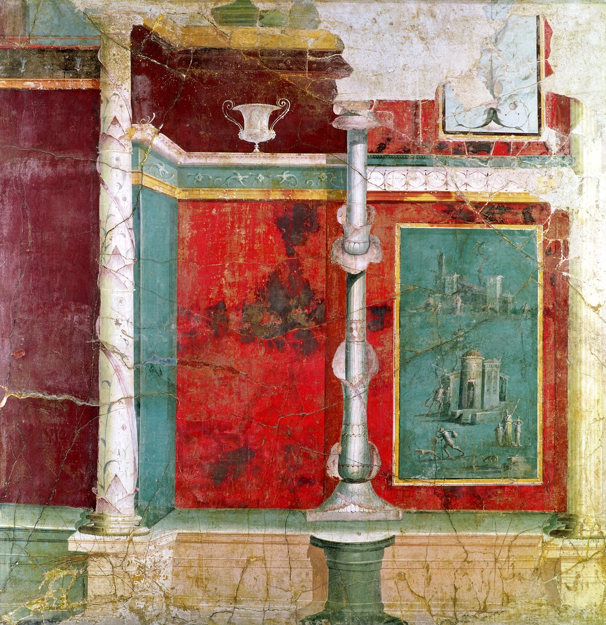 Arkitektonisk detalj i ett landskap, från Pompeji av Roman