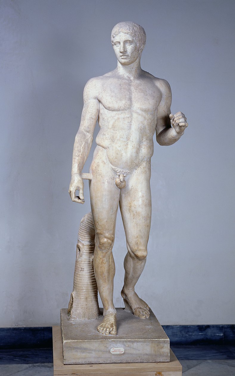 Atlet, romersk kopia efter ett original av Polykleitos (fl.c.450-c.415 f.Kr.) i Pompeji (marmor) (för detaljer se 119500) av Roman