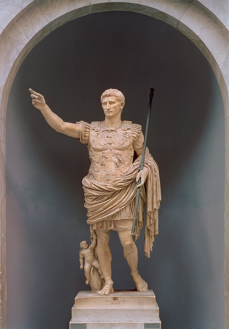 Augustus av Prima Porta, c.20 f.Kr. (marmor) av Roman