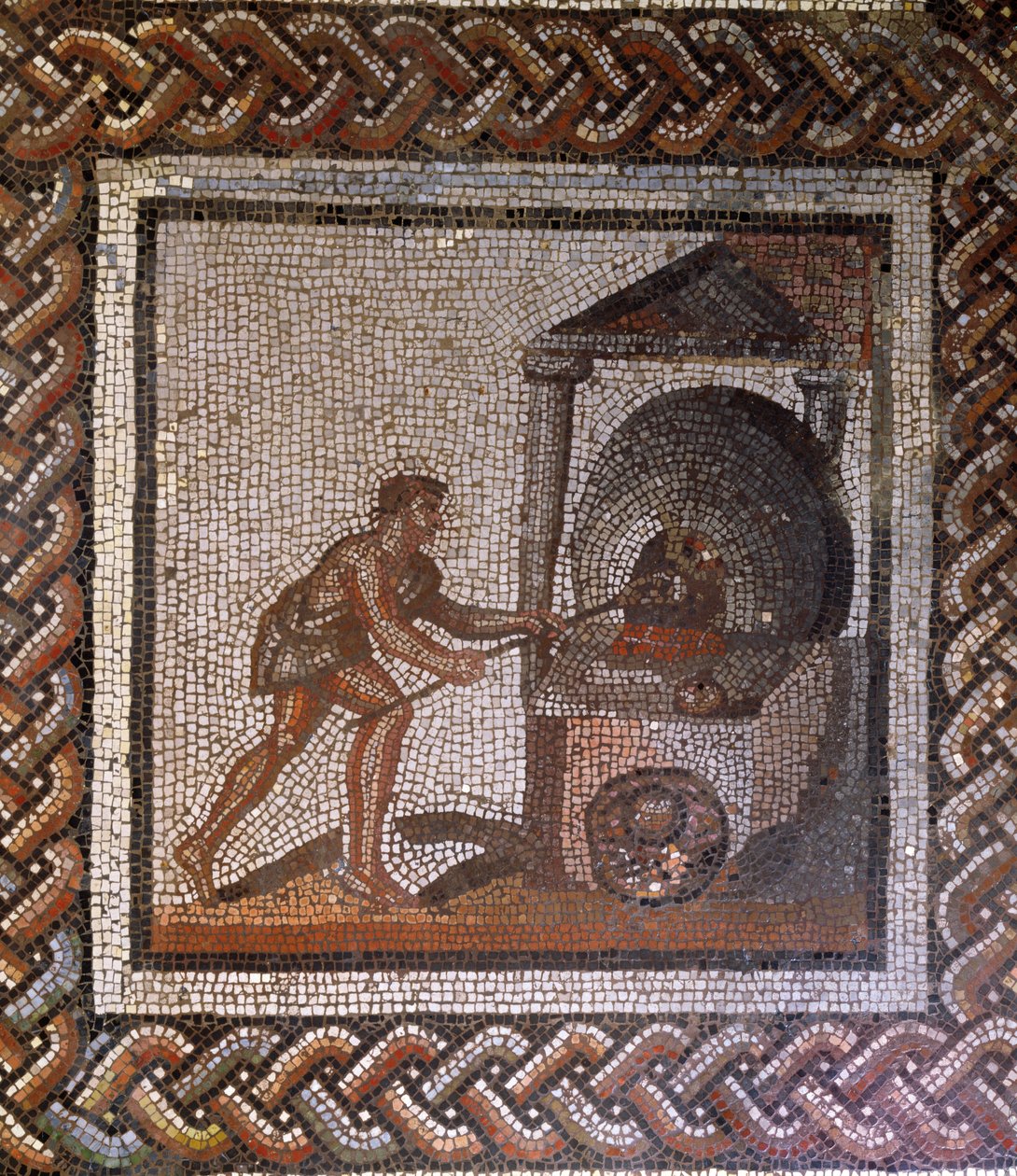 Bagare och brödugn, ursprungligen från Saint-Romain-en-Gal, Rhone-Alpes, Frankrike, 300-talet e.Kr. (mosaik) av Roman