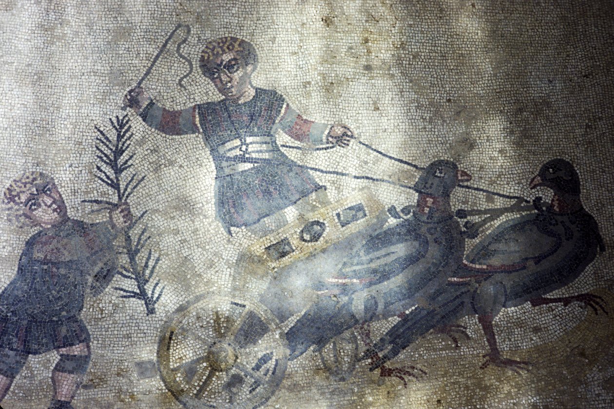Fågelvagn (mosaik) av Roman