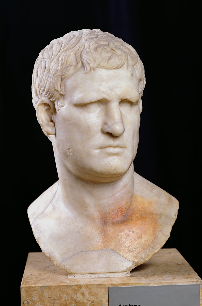 Byst av Agrippa (63-12 f.Kr.) (marmor) av Roman