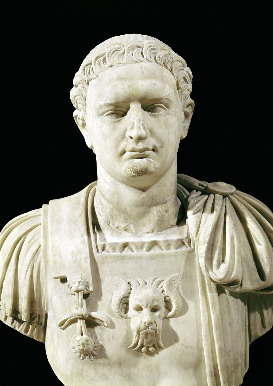 Byst av kejsar Domitian (51-96 e.Kr.) (marmor) av Roman