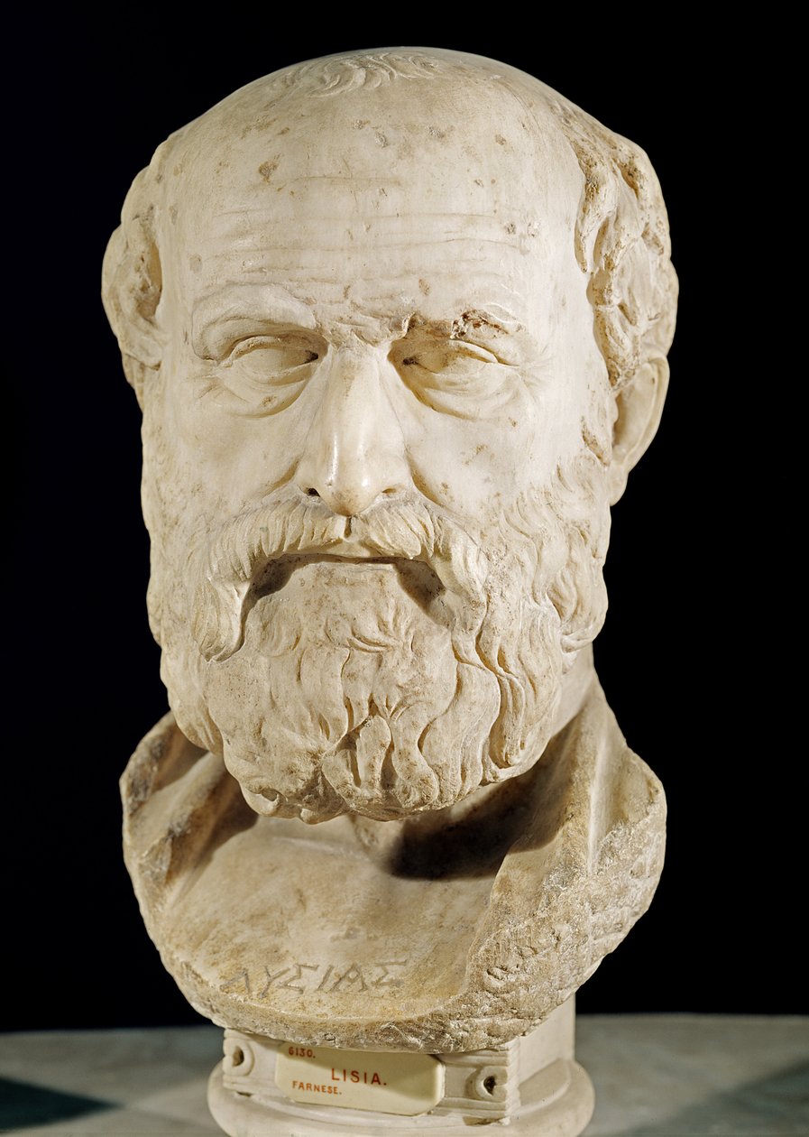 Byst av Lysias (c.458-c.380 f.Kr.) (marmor) av Roman