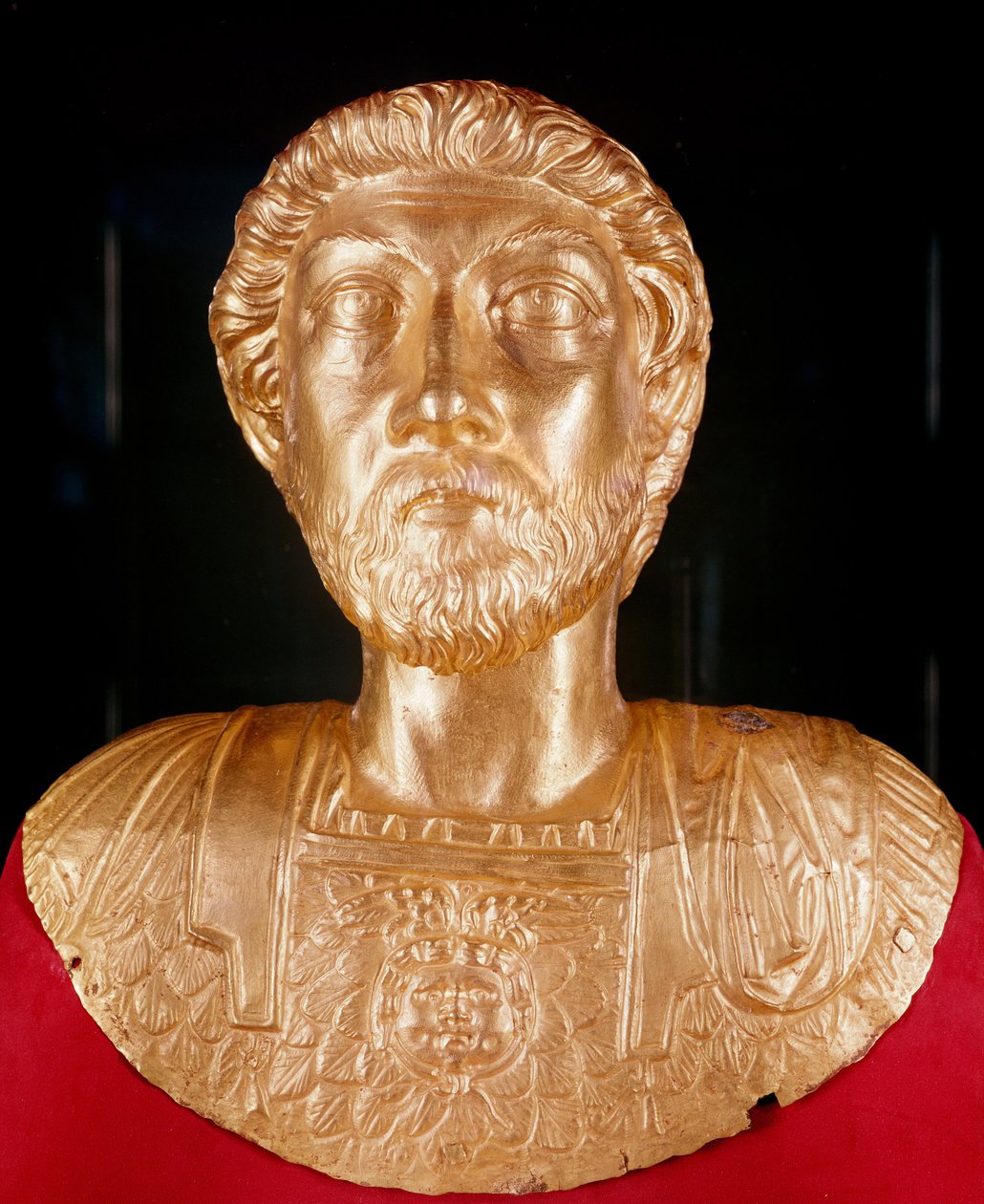 Byst av Marcus Aurelius (121-180 e.Kr.) (guld) av Roman