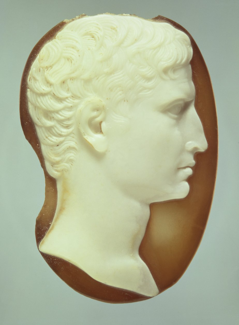 Kaméo föreställande kejsar Augustus (63-14 f.Kr.) (sardonyx) av Roman