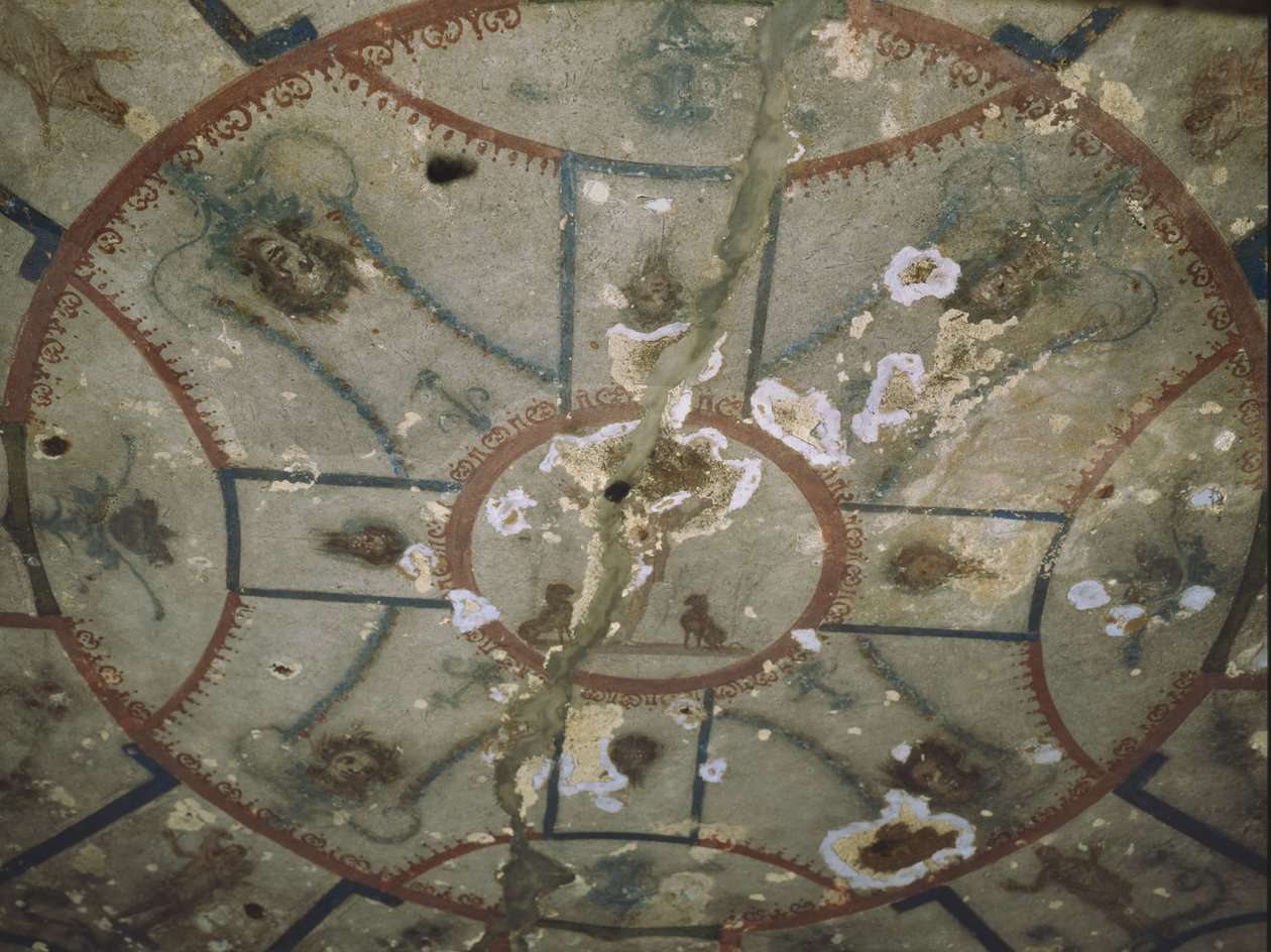 Taket i den gode herdens kapell, katakomberna San Callisto, Rom av Roman