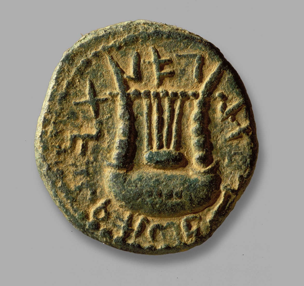 Mynt till minne av Bar-Kokhba-upproret mot romarna, 132-133 (brons) av Roman