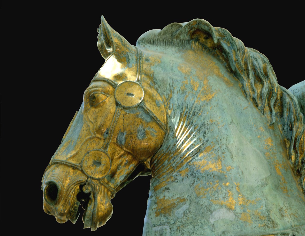 Detalj från ryttarstatyn av Marcus Aurelius (brons) av Roman