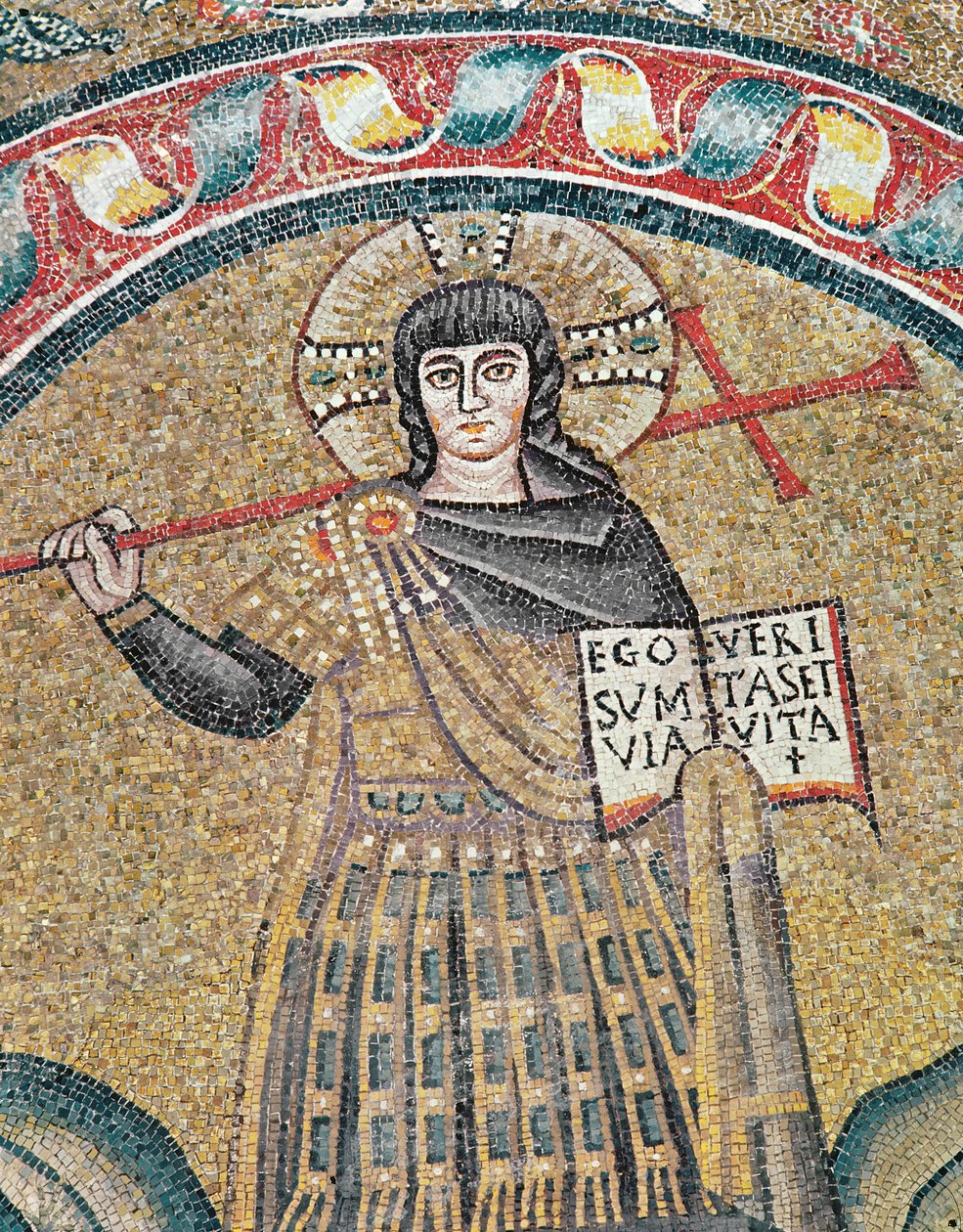 Detalj av en krigare Kristus mosaik av Roman