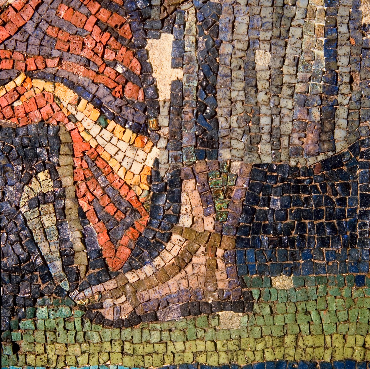 Detalj av väggmosaikmosaiken av Roman