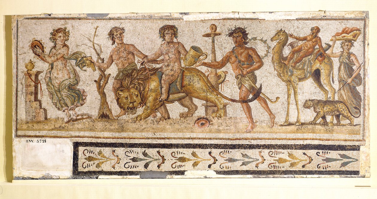 Dionysisk procession, från El-Jem (Thysdrus) (mosaik) av Roman
