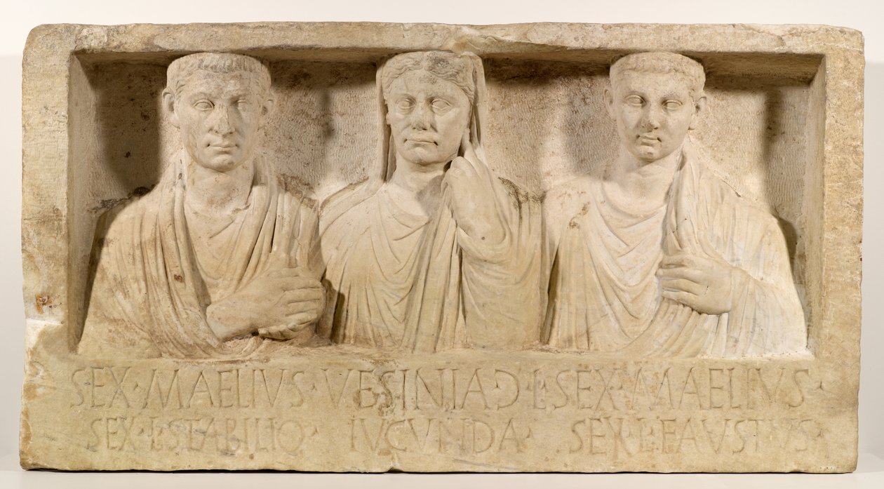 Begravningsmonument för Sextus Maelius Stabilio, Vesinia Iucunda och Sextus Maelius Faustus av Roman