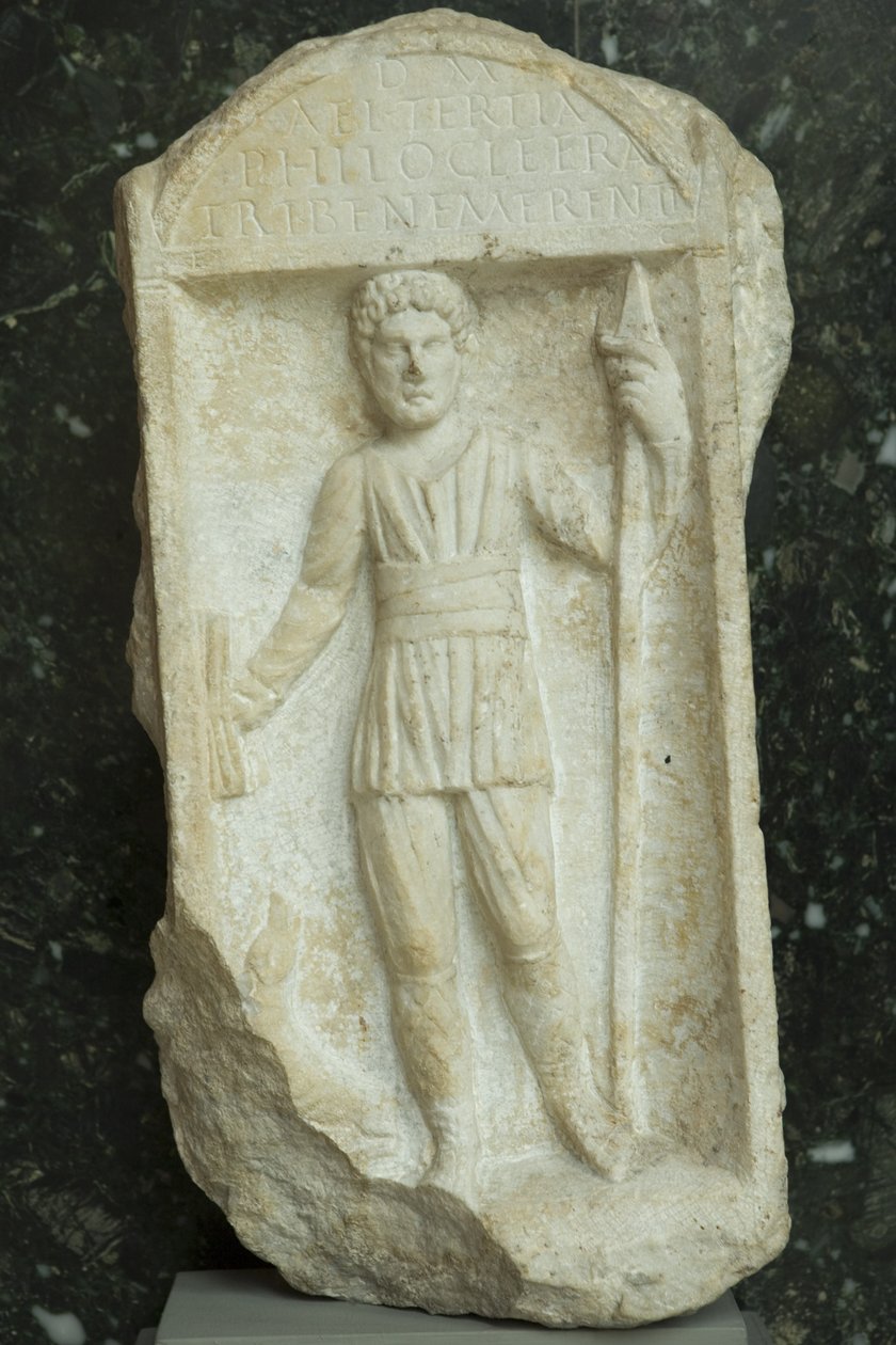 Begravningsstela, romersk kejsarperiod (30 f.Kr. 500 e.Kr.) (marmor) av Roman