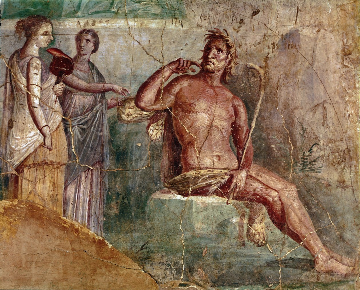Galatea, med en solfjäder, och Polyphemus, från Pompeji, 60-80 e.Kr av Roman