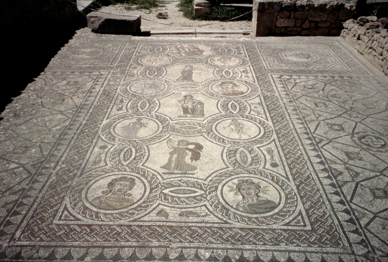 Gudar och gudinnor, från ett hus med huvudrumsgolv (mosaik) av Roman