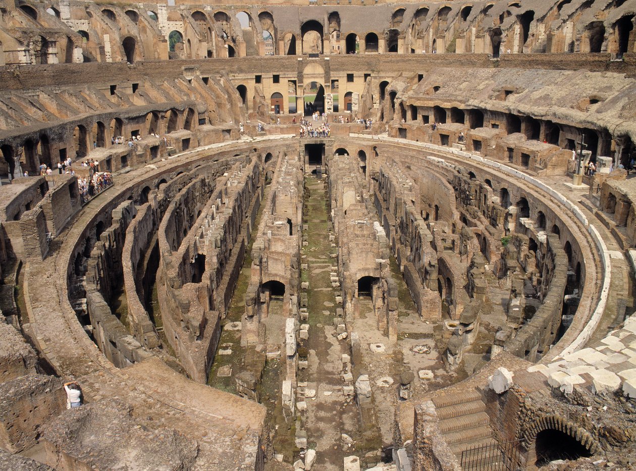Interiör av Colosseum, byggt c.70-80 e.Kr av Roman