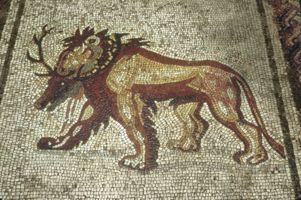 Lejon, Insula XXI, byggnad 2 sent 200-talet e.Kr. (mosaik) av Roman